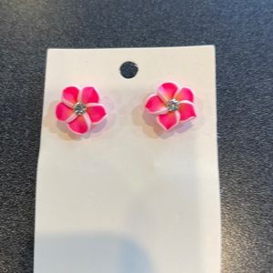 Hawaiian Plumeria Earrings Pink